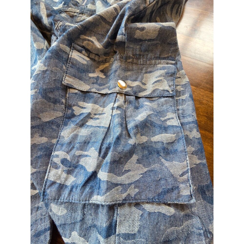 Wild Honey Blue Camo Cargo Pants Medium Y2K Utility Wide Leg Streetwear - Picture 5 of 8